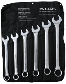 Combination spanner set, 34-50 mm, extra long, 6-piece