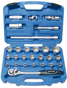 Industrial socket spanner set, 1/2", imperial, 27-piece